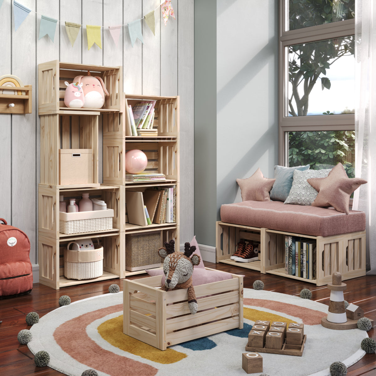 Set of 2 Slatted Crates | Furniture Dash